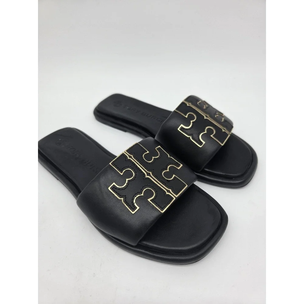 Tory Burch Double T Sport Slide Perfect Black Womens Nappa Leather Slide 6